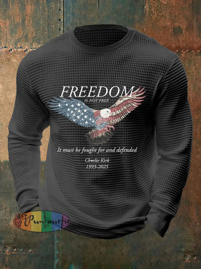 Men’s Freedom Waffle Print Casual T-Shirt Dark Gray / S