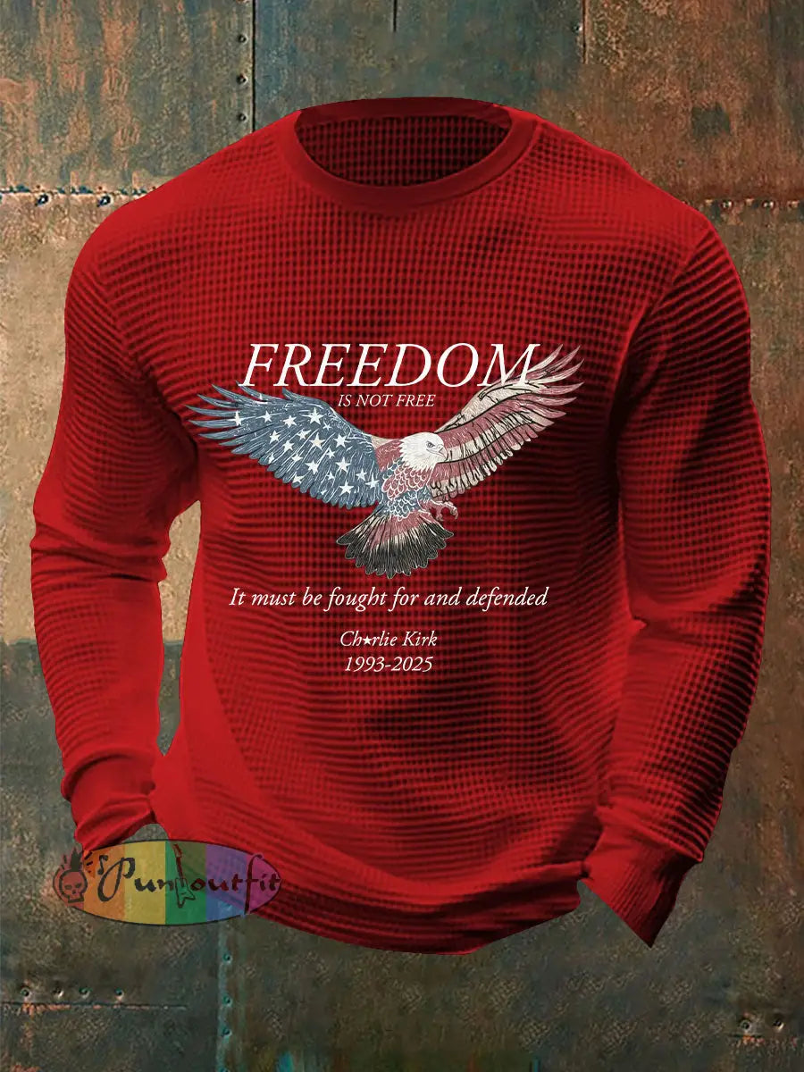 Men’s Freedom Waffle Print Casual T-Shirt Red / S