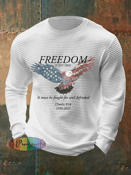 Men’s Freedom Waffle Print Casual T-Shirt White / S