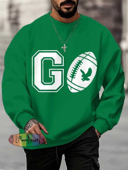 Men’s Go Birds! Football Fans Lovers Gameday Casual Sweatshirt Green / S