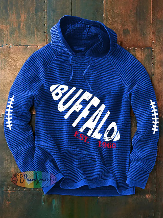 Men’s Go Buffalo Football Fans Lovers Gameday Casual French Terry Hoodie Blue / S