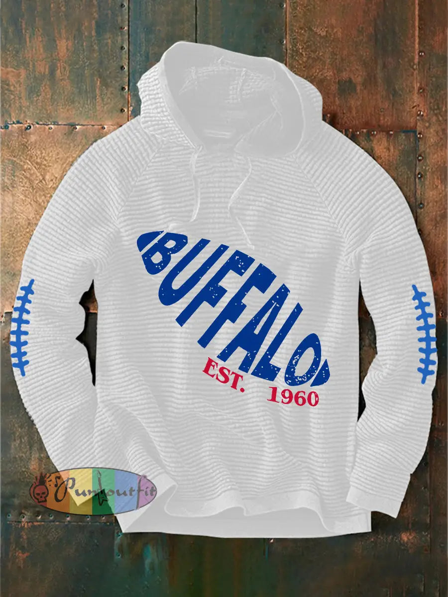 Men’s Go Buffalo Football Fans Lovers Gameday Casual French Terry Hoodie White / S