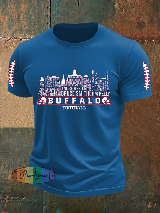 Men’s Go Buffalo Football Fans Lovers Gameday Casual Short Sleeve T-shirt Blue / S