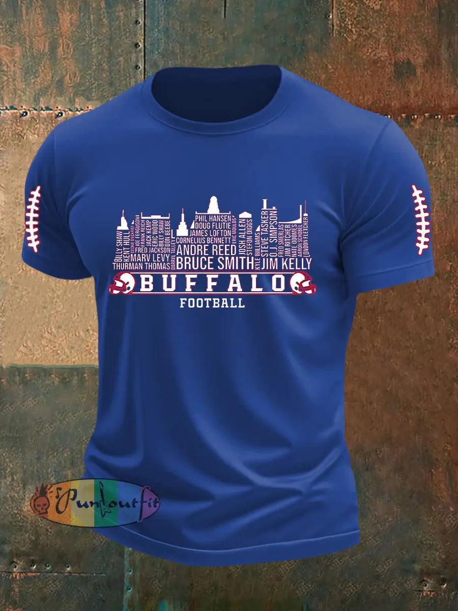 Men’s Go Buffalo Football Fans Lovers Gameday Casual Short Sleeve T-shirt Royal Blue / S