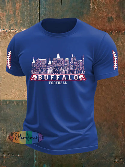 Men’s Go Buffalo Football Fans Lovers Gameday Casual Short Sleeve T-shirt Royal Blue / S