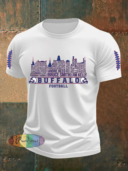 Men’s Go Buffalo Football Fans Lovers Gameday Casual Short Sleeve T-shirt White / S