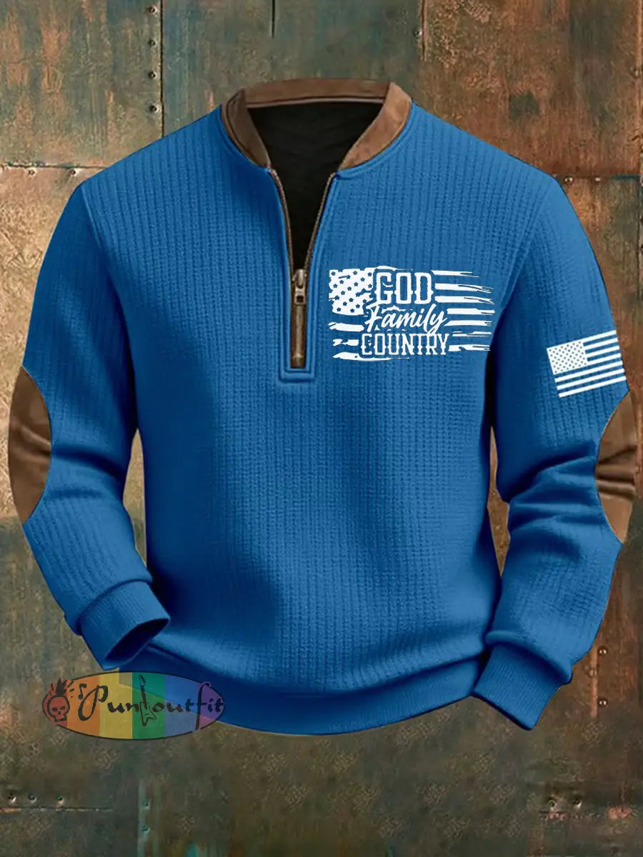 Men’s God Family Country Printed Sweatshirt Blue / S