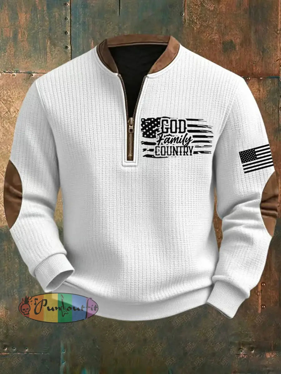 Men’s God Family Country Printed Sweatshirt White / S