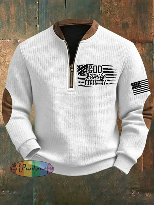 Men’s God Family Country Printed Sweatshirt White / S