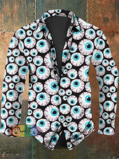 Men’s Halloween Print Casual Long Sleeve Shirt As Picture / S