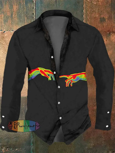 Men’s Hand Of God Colorful Print Long Sleeve Shirt / S