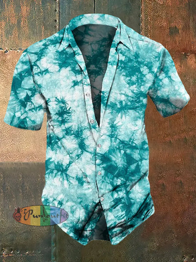 Men’s Hippie Color Style Snowflake Tie-Dye Print Casual Shirt Colorful / S