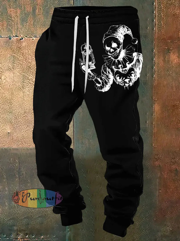 Men’s Horror Clown Halloween Print Sweatpants Black / S