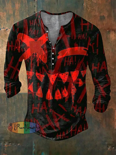 Men’s ice cream Cotton Summer Casual Beach Shirt long Sleeve Black-Red / S