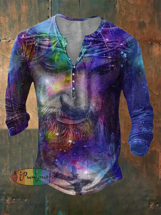 Men’s ice cream Cotton Summer Casual Beach Shirt long Sleeve Dazzle Color / S