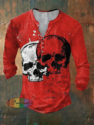 Men’s ice cream Cotton Summer Casual Beach Shirt long Sleeve Red / S