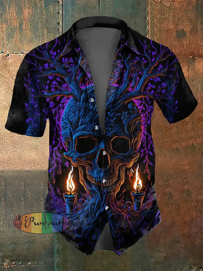 Men’s ice cream Cotton Summer Casual Beach Shirt Short Sleeve Black / S