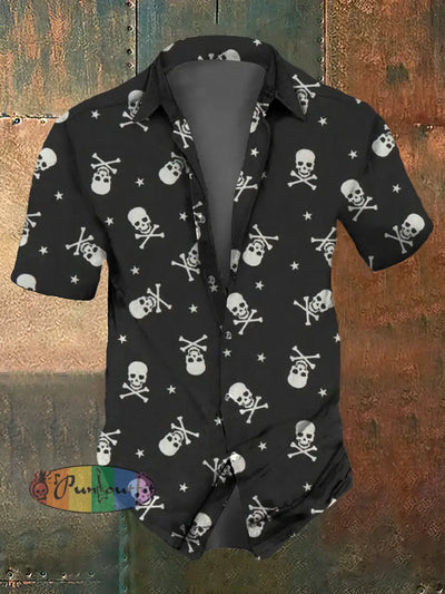 Men’s ice cream Cotton Summer Casual Beach Shirt Short Sleeve Black / S