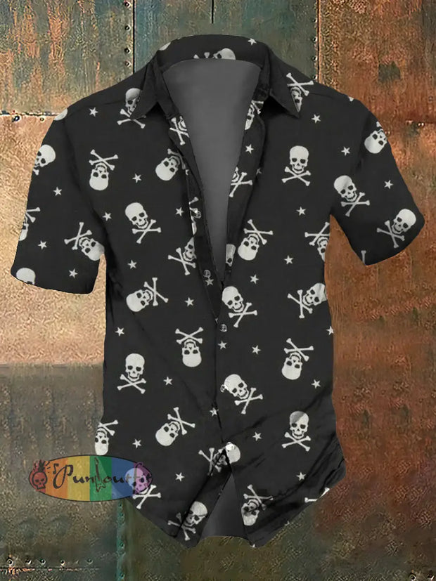 Men’s ice cream Cotton Summer Casual Beach Shirt Short Sleeve Black / S