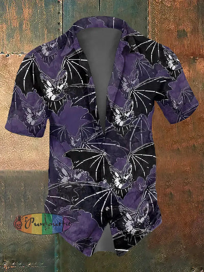 Men’s ice cream Cotton Summer Casual Beach Shirt Short Sleeve Deep Purple / S