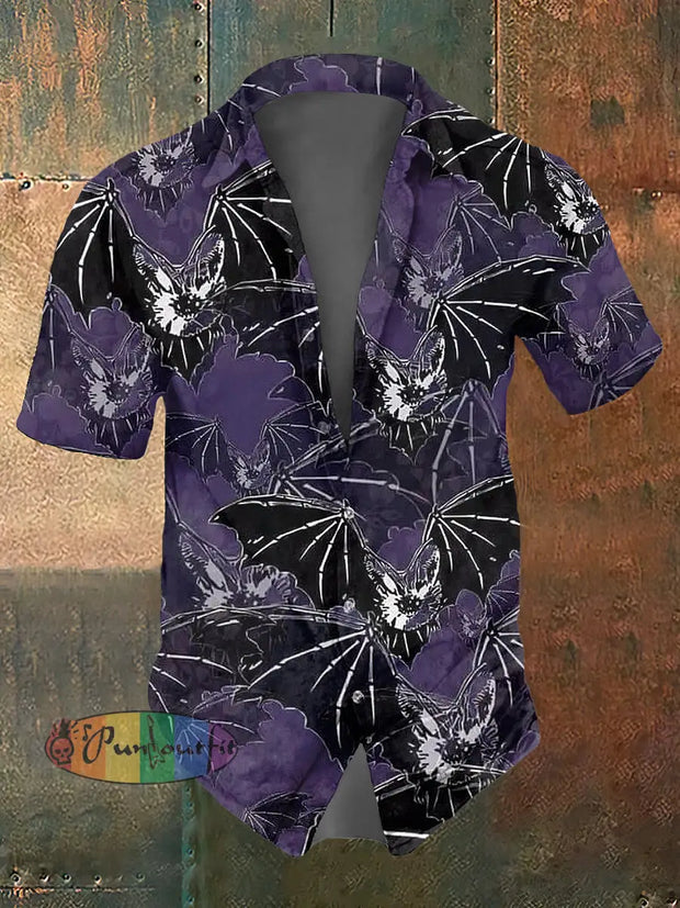 Men’s ice cream Cotton Summer Casual Beach Shirt Short Sleeve Deep Purple / S