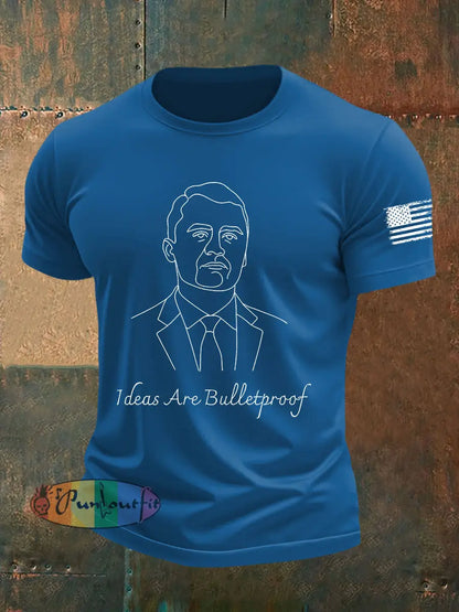 Men’s Ideas Are Bulletproof Printed Casual T-shirt Blue / S
