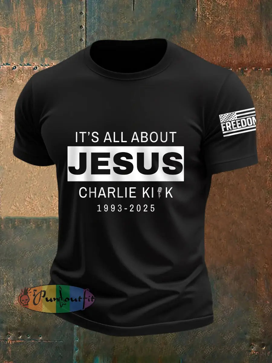 Men’s It’s All About Jesus R.I.P Charlie Kirk Tee Black / S