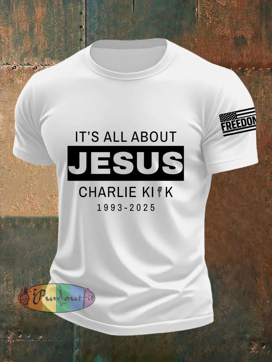 Men’s It’s All About Jesus R.I.P Charlie Kirk Tee White / S