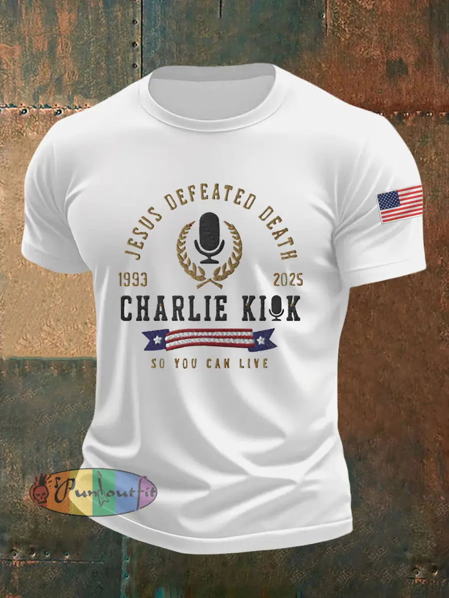Men’s Jesus Defeated Death So You Can Live R.I.P Charlie Kirk Tee White / S