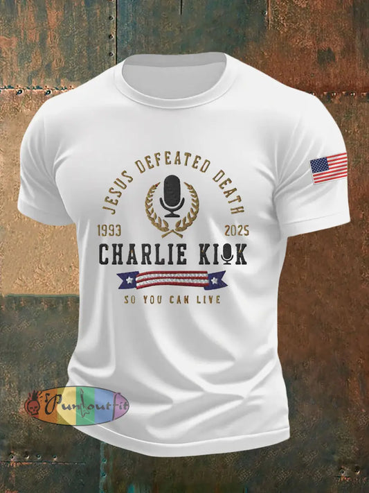 Men’s Jesus Defeated Death So You Can Live R.I.P Charlie Kirk Tee White / S