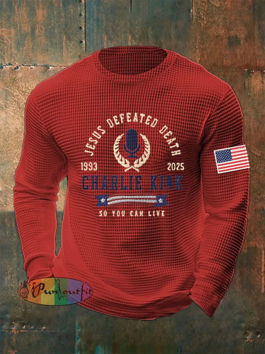 Men’s Jesus Defeated Death So You Can Live R.I.P Charlie Kirk Top Red / S