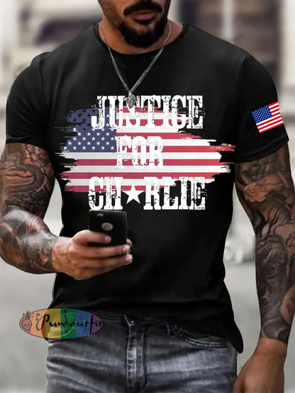 Men’s Justice For Charlie Kirk Printed T-shirt Black / S