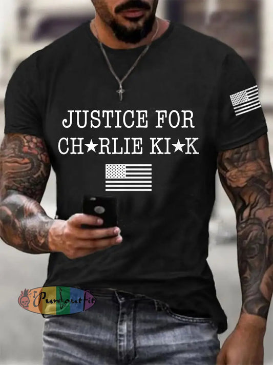 Men’s Justice for Charlie Kirk R.I.P Charlie Kirk Tee Black / S