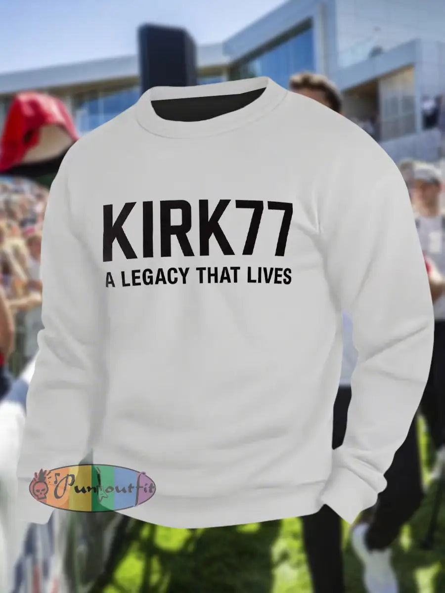 Men’s Kirk77 A Legacy That Lives Crew Neck Sweatshirt White / S