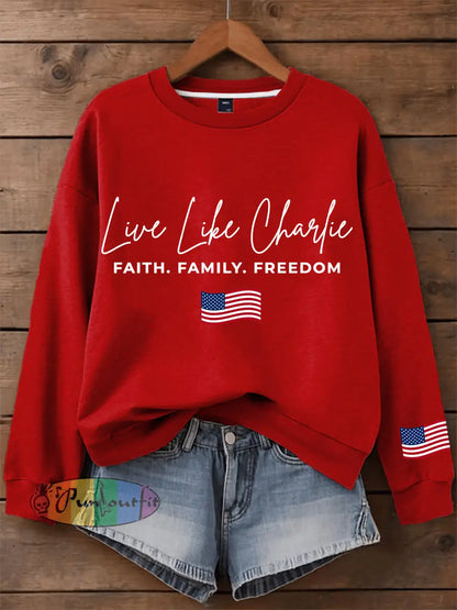 Men’s Live like Charlie Print Sweatshirt Red / S