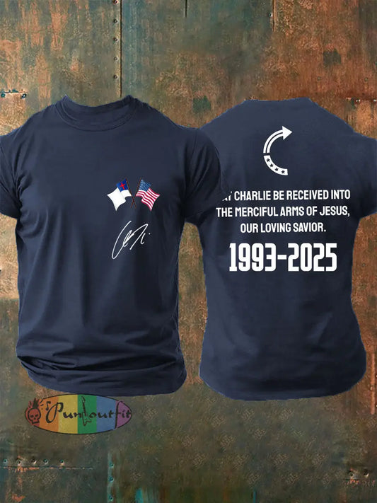 Men’s ’May Charlie be accepted into the compassionate arms of our loving Savior Jesus’ Charlie Kirk signed