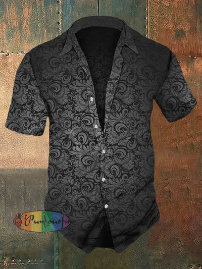 Men’s National Style Skull Print Casual Shirt Black / S