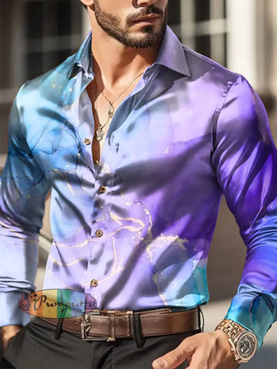 Men’s Outdoor Vintage Gradient Colorful Gilt Ripple Abstract Royal Casual Cotton Satin Fabrics
