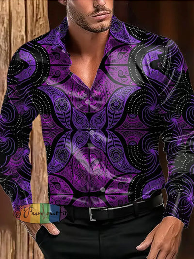 Men’s Outdoor Vintage Punk Gothic Geometric Abstracts Royal Casual Cotton Satin Fabrics Long