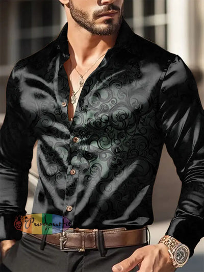 Men’s Outdoor Vintage Punk Gothic Gradient Green Swirls Royal Casual Cotton Satin Fabrics Long