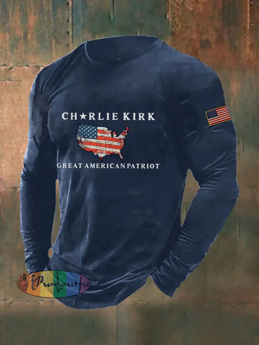 Men’s Patriot Long Sleeve T-shirt Navy Blue / S