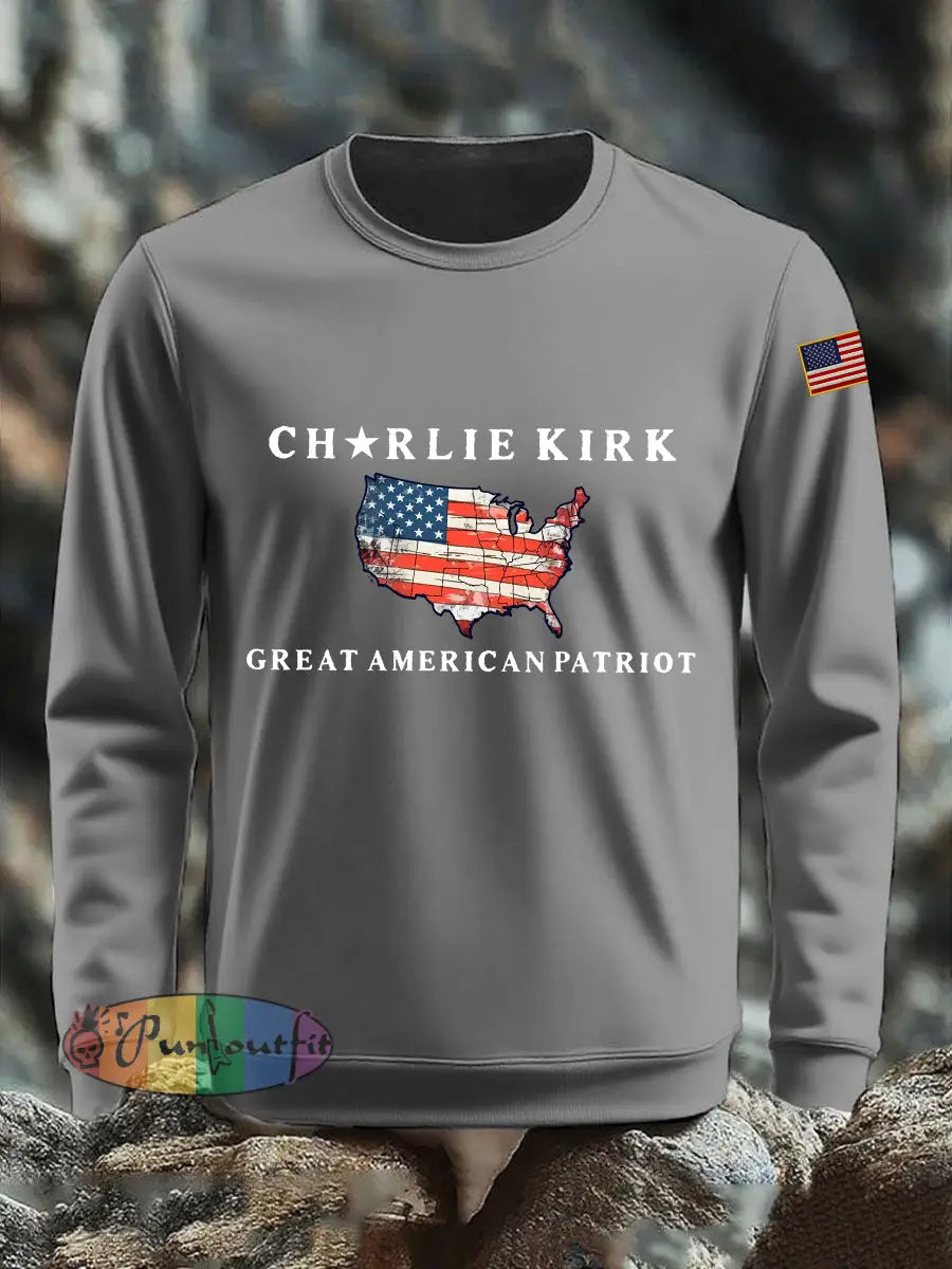 Men’s Patriot Printed Sweatshirt Light Gray / S