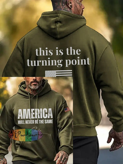 Men’s Patriotic Hoodie Army Green / S