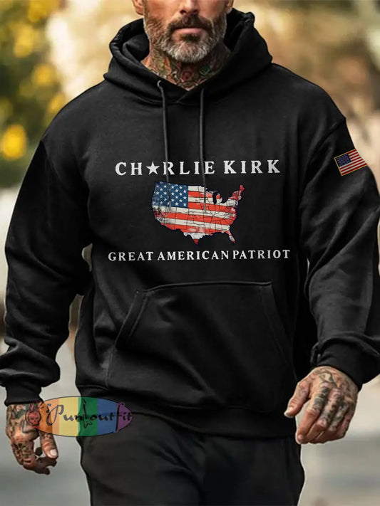 Men’s Patriotic Hoodie Black / S