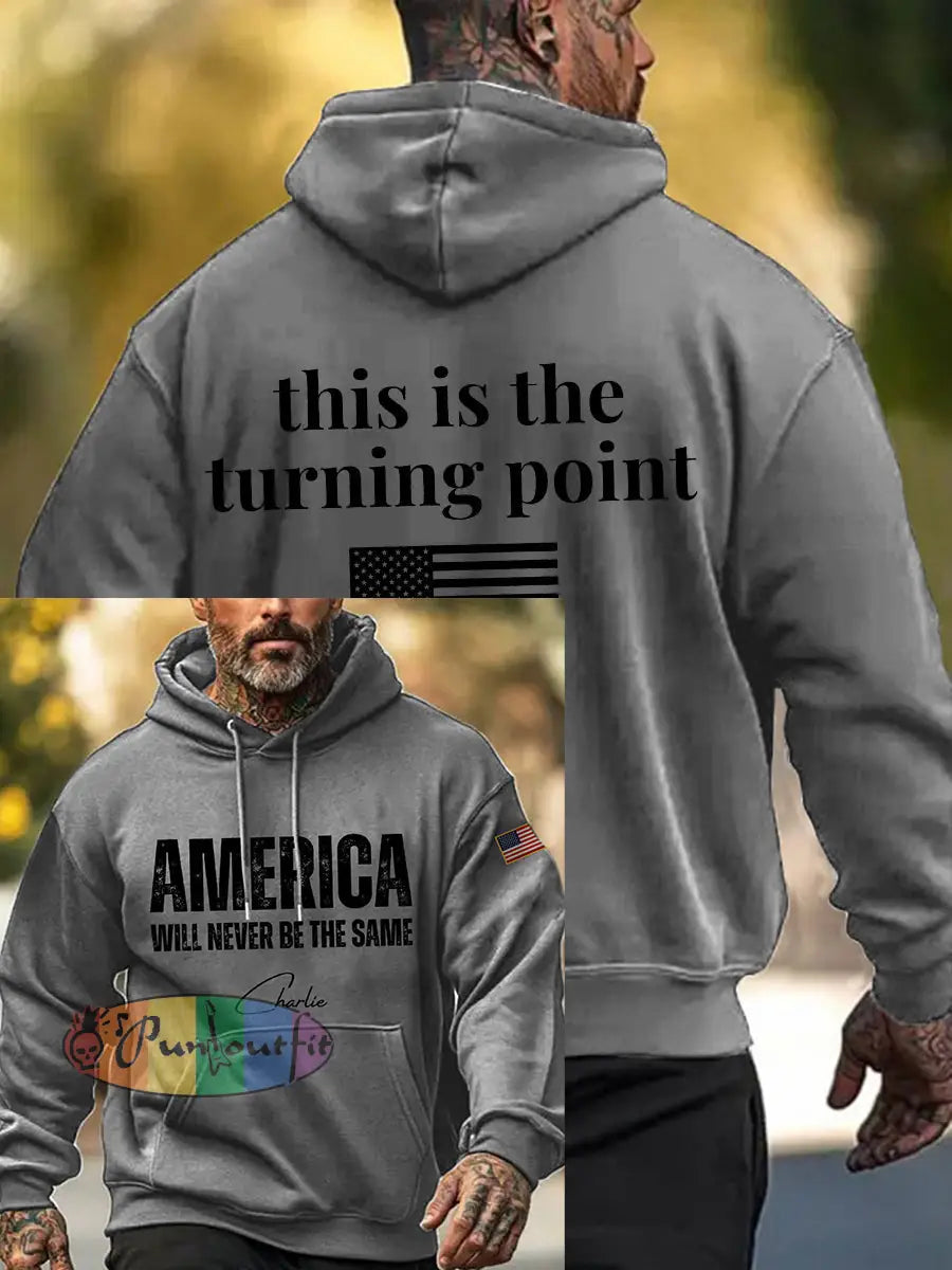 Men’s Patriotic Hoodie Gray / S