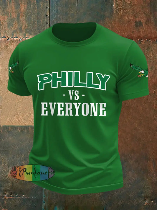 Men’s Philly Football Vs Everyone Football Fans Lovers Gameday Casual Tee Green / S