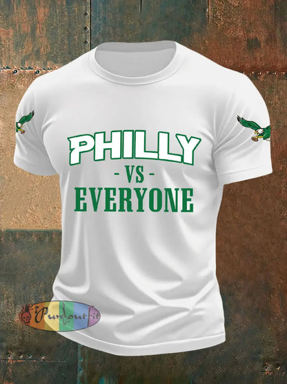 Men’s Philly Football Vs Everyone Football Fans Lovers Gameday Casual Tee White / S