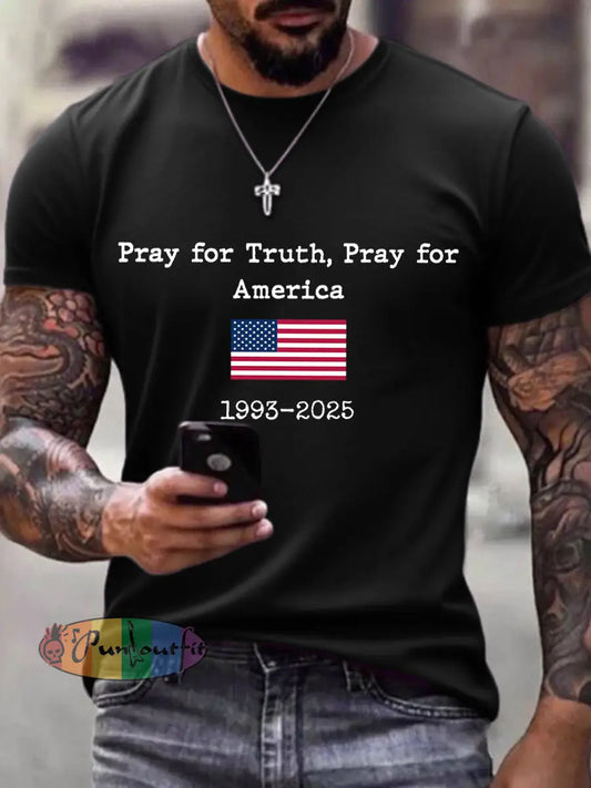 Men’s Pray For Truth Pray For America Print T-Shirt Black / S