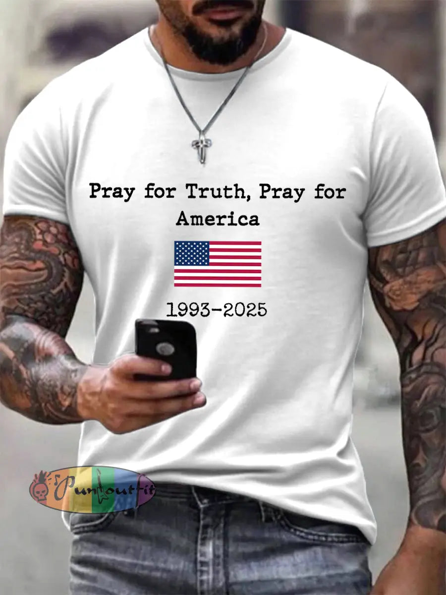 Men’s Pray For Truth Pray For America Print T-Shirt White / S
