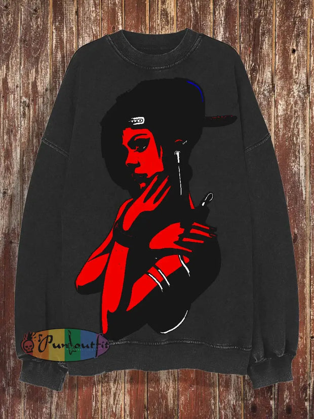 Men’s Printed Crewneck Sweatshirt Black / S